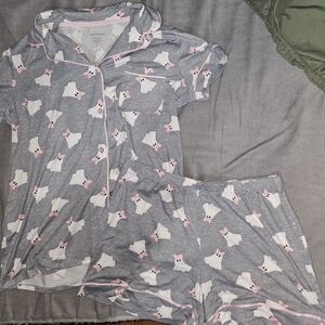 Gray And Pink Ghost W/Bows Pajamas